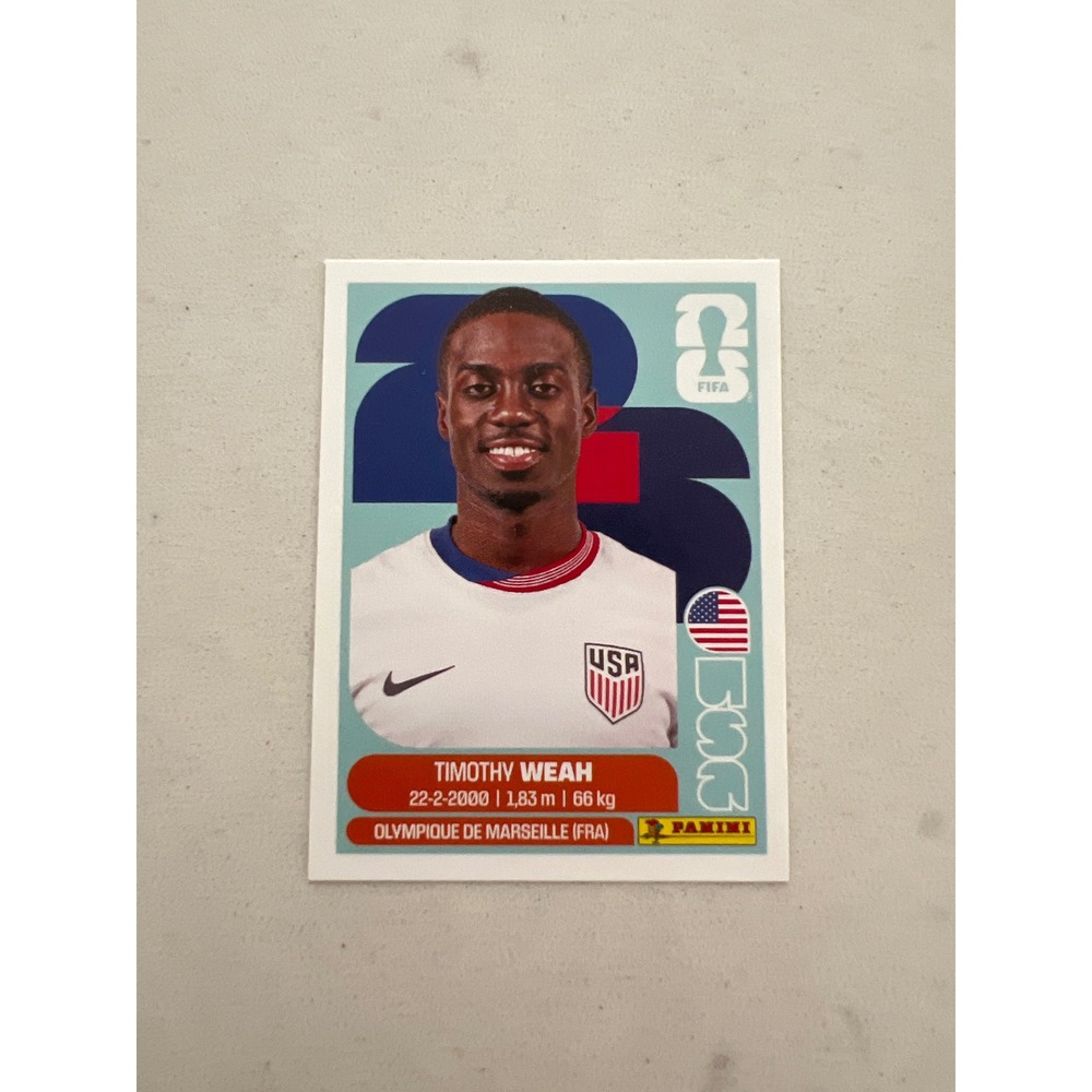 Timothy Weah Panini FIFA World Cup 2026 Sticker USA 12 USMNT Soccer Card
